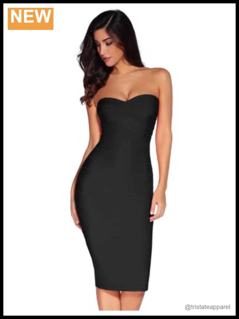 Strapless Bandage Bodycon Midi Dress Club Night Out Party